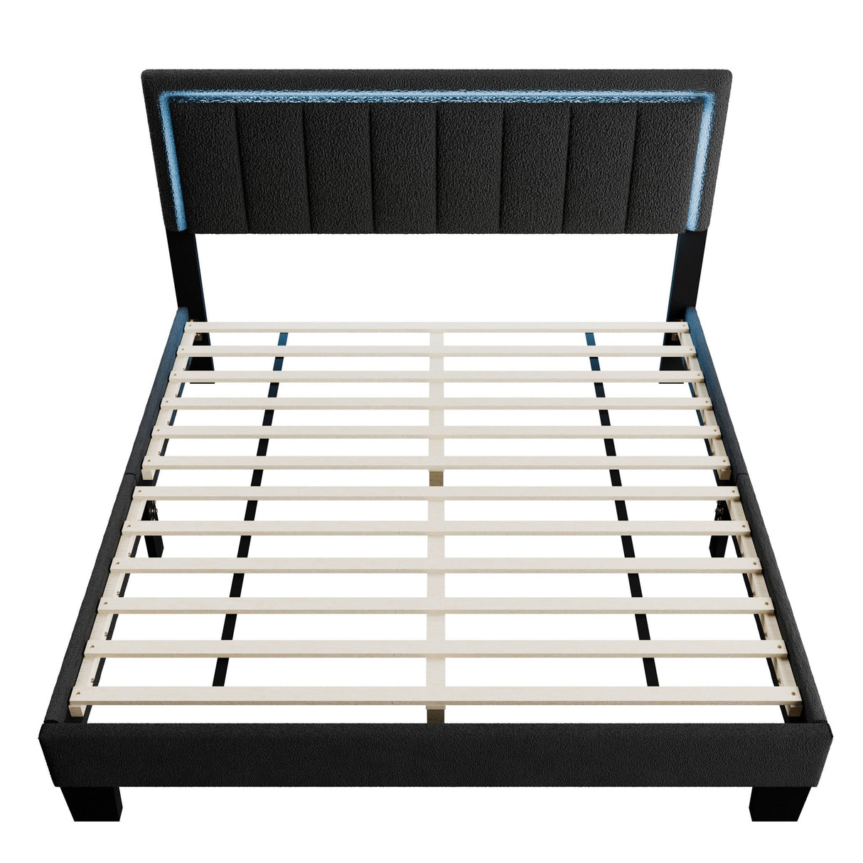 Queen Upholstered Bed With LED - Charcoal