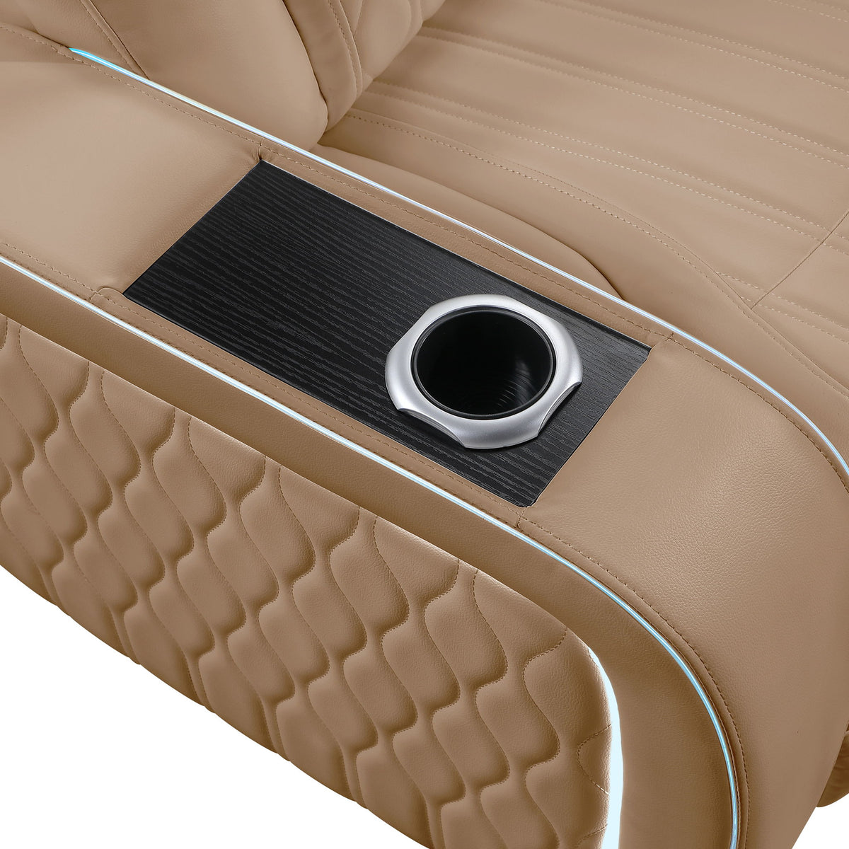 Electra - Power Recliner Sectional Sofa With Power Headrests, Console Loveseats, Wedge, LED Light Strip, Speakers