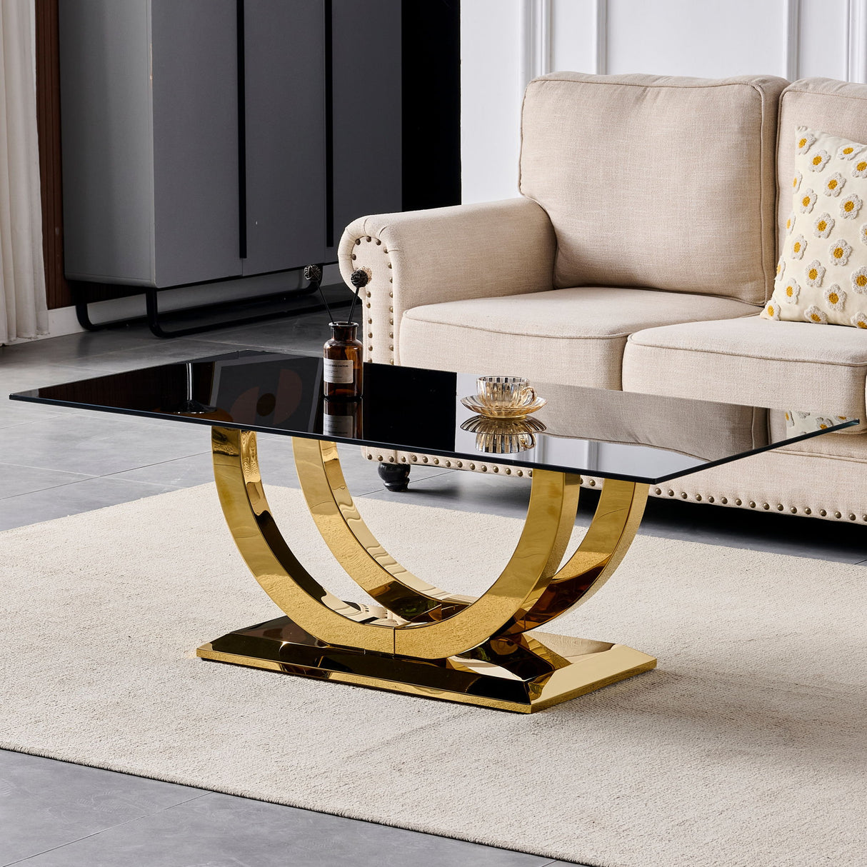 Rectangular Coffee Table - Gold / Black