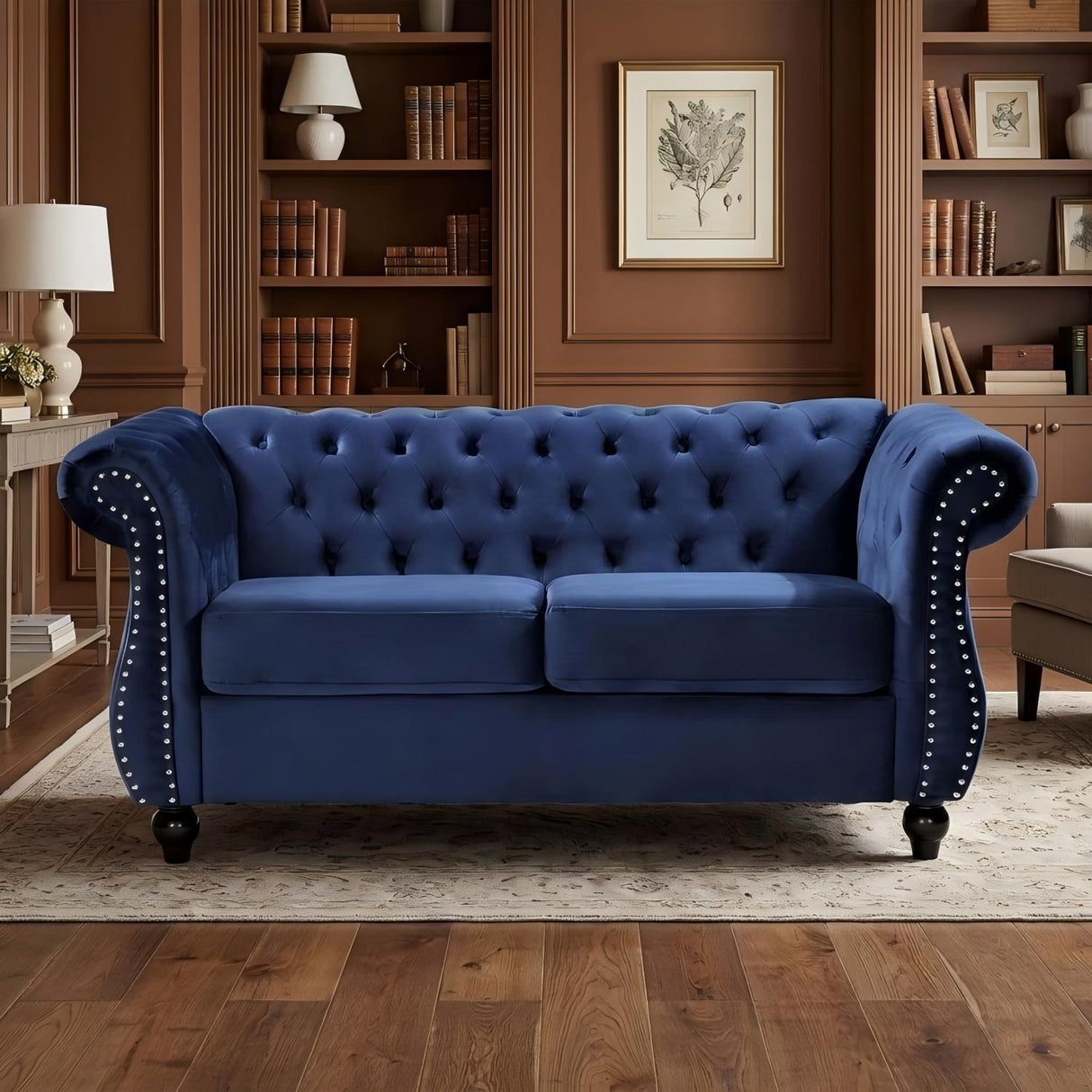 Chesterfield Button Tufted Loveseat With Rolled Arms