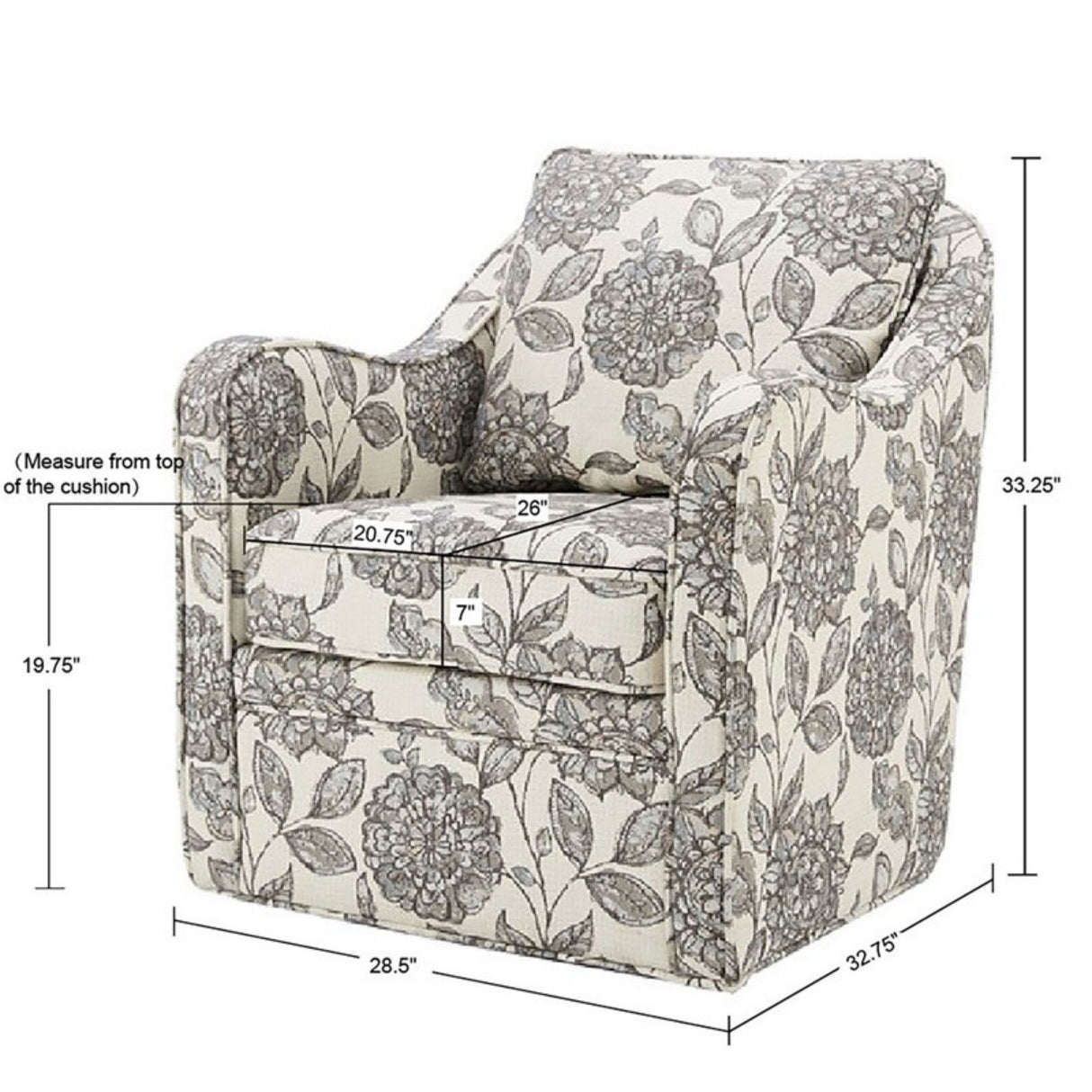 Wide Seat Arm Chair With 360 Degree Rotation