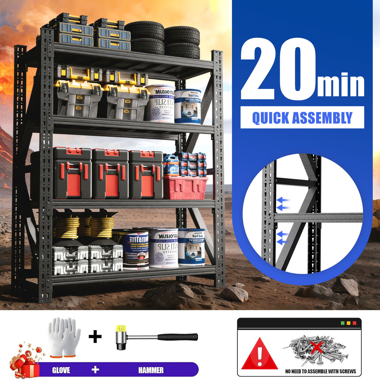 Heavy Duty 4 Shelf Garage Shelving Unit