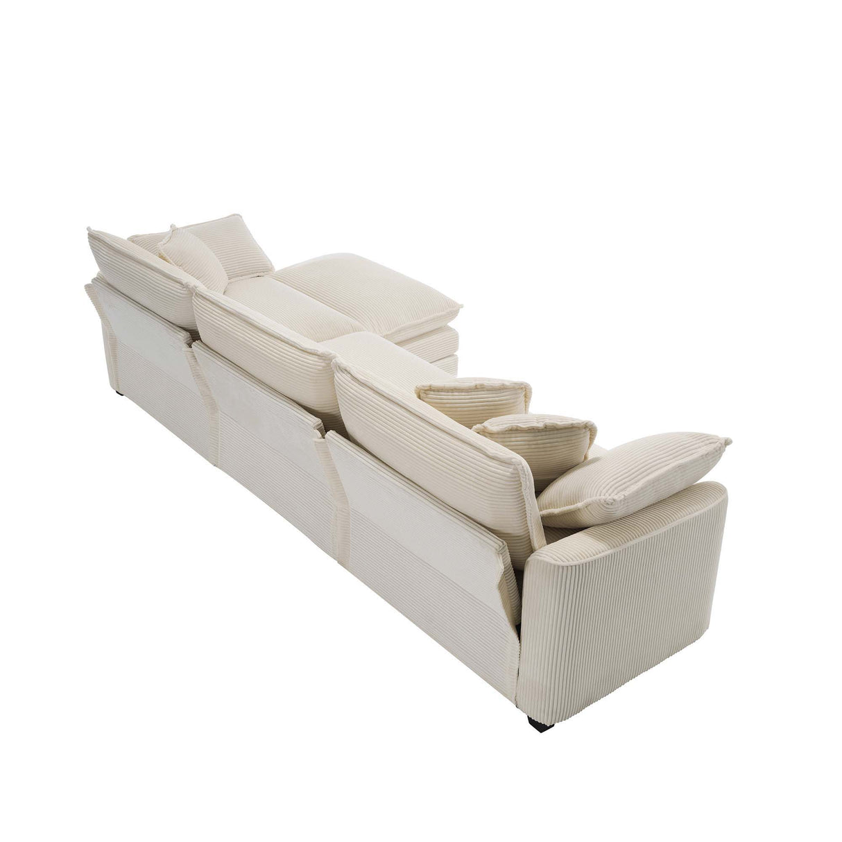 Modern Oversized Modular Cushion Sofa With Ottoman, Low Back, Deep Seating Sofa Set