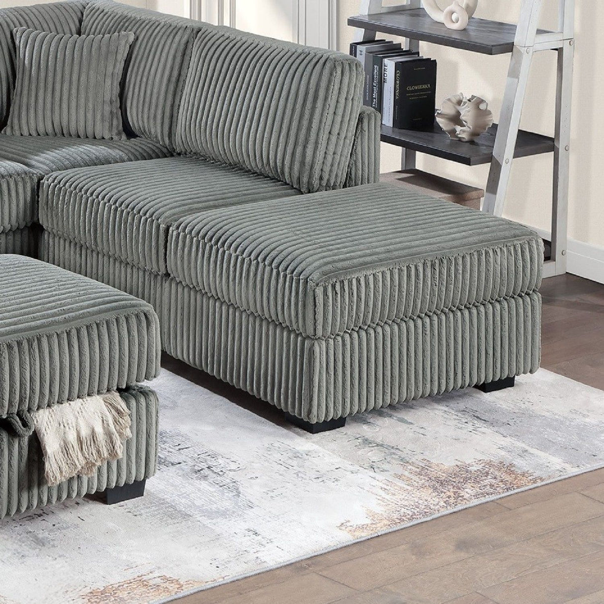 3 Piece Sectional Sofa With Reversible Chaise And USB Storage Ottoman