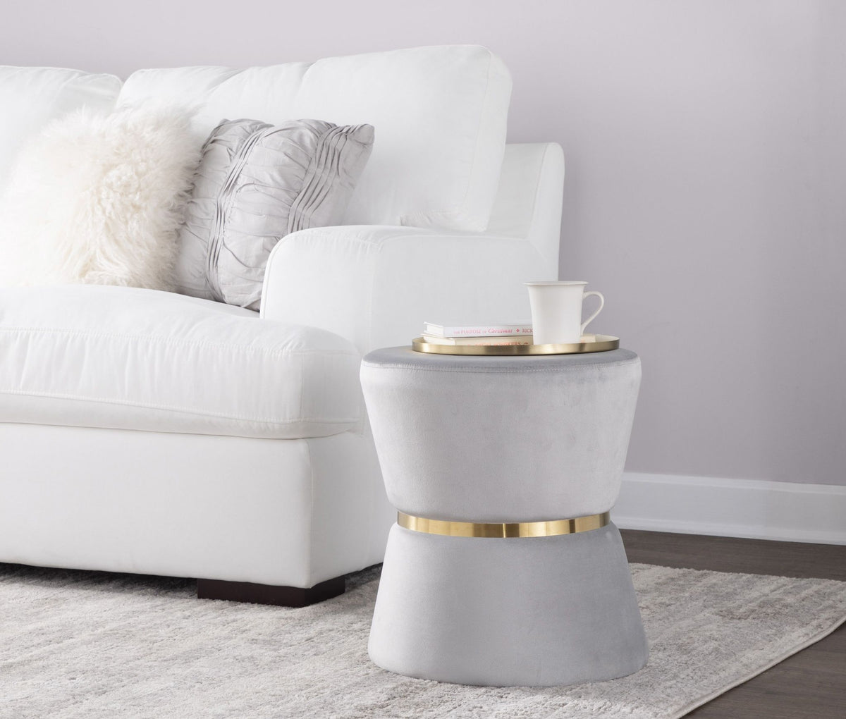 Gemma - Contemporary / Glam Ottoman - Silver