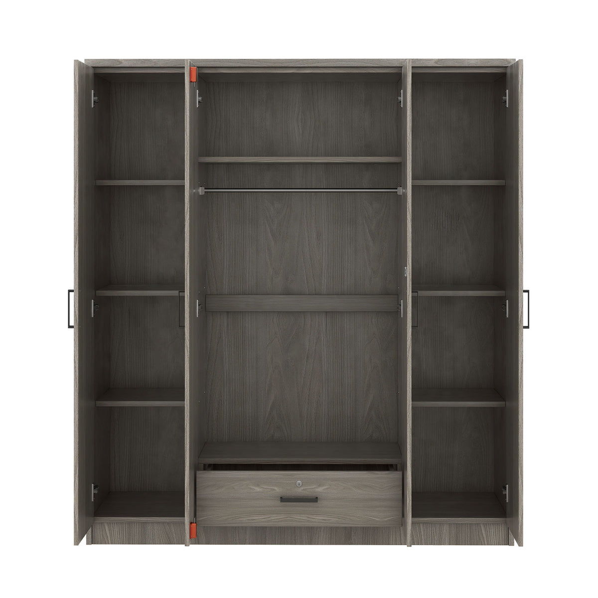 4 Door Wardrobe With 1 Drawer - Gray