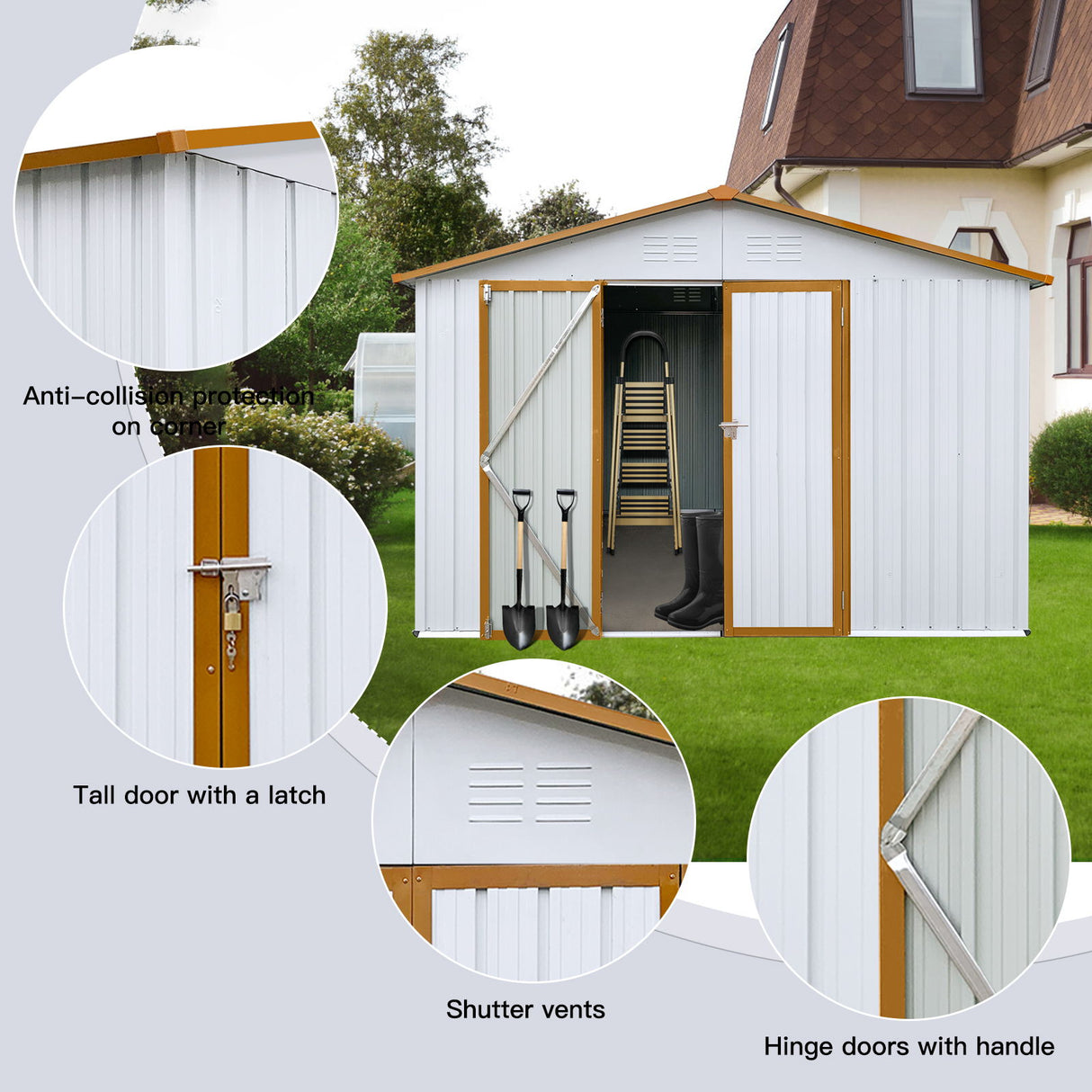Garden Shed Outdoor Storage Building Waterproof Metal Frame 10x12ft