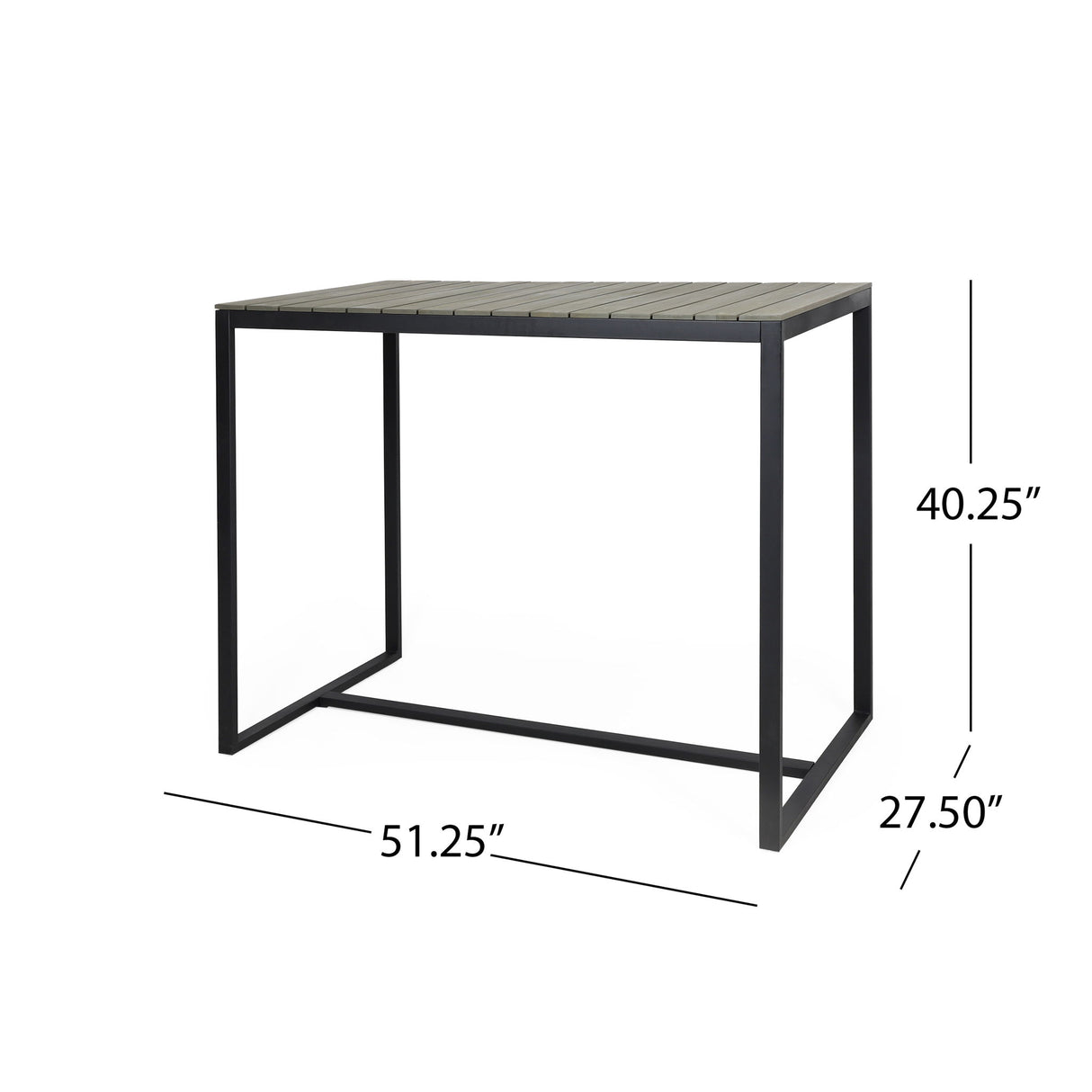 Ernesto - Outdoor Industrial Acacia Wood Bar Table With Metal Frame - Gray