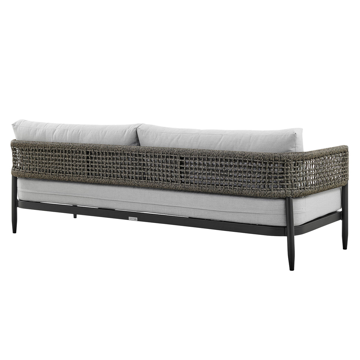Alegria - 4 Piece Outdoor Black Aluminum & Rope Conversation Set With Light Gray Fabric Cushions