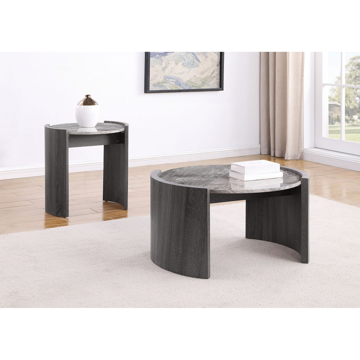 Zende - Round End Table - Gray
