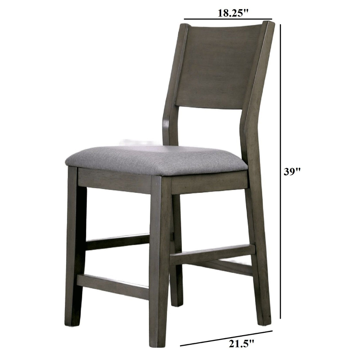 Padded Fabric Seat Panel Back Counter Height Dining Chairs (Set of 2) - Gray / Light Gray