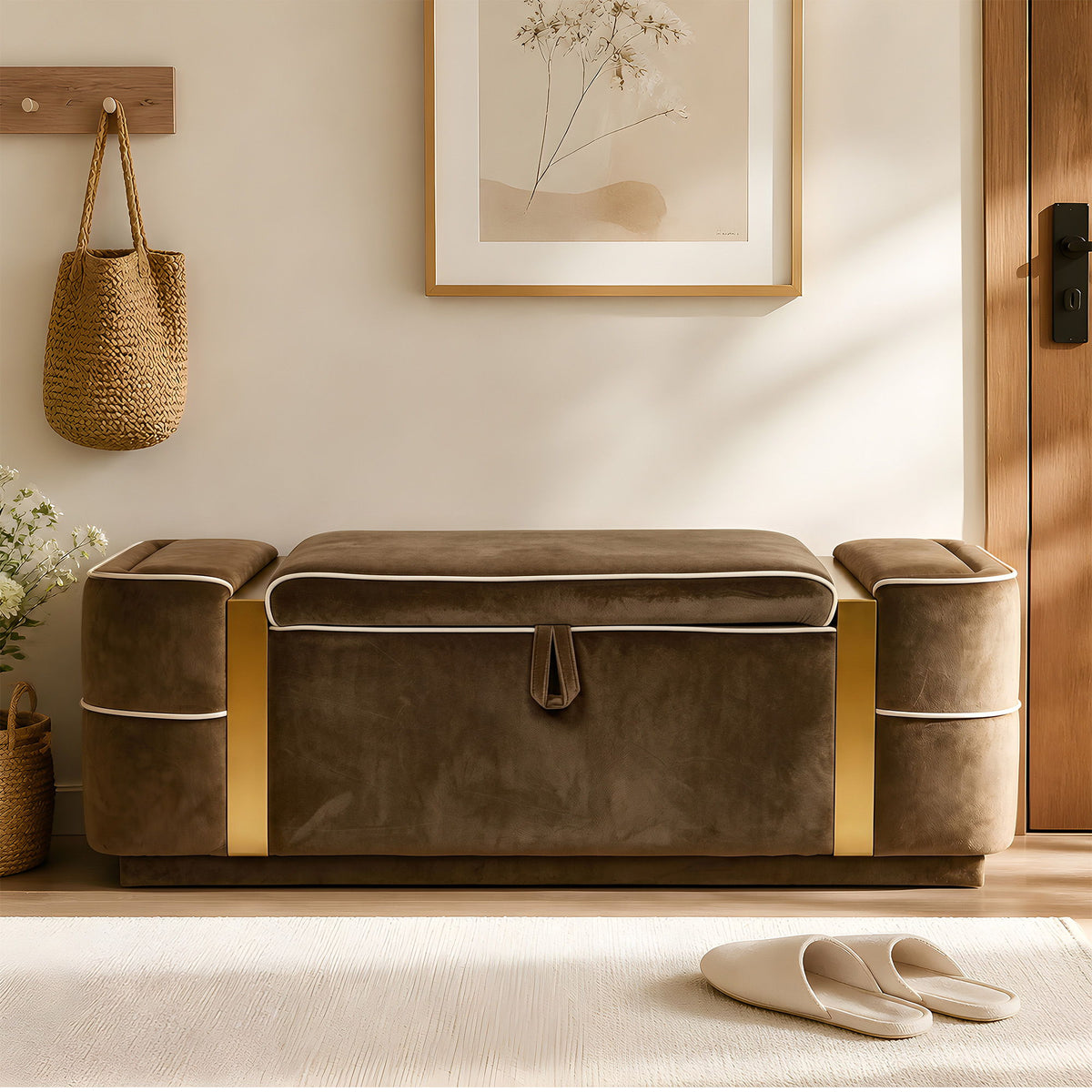 Storage Bench Upholstered Ottoman Bed End Bench With Lift Top Storage