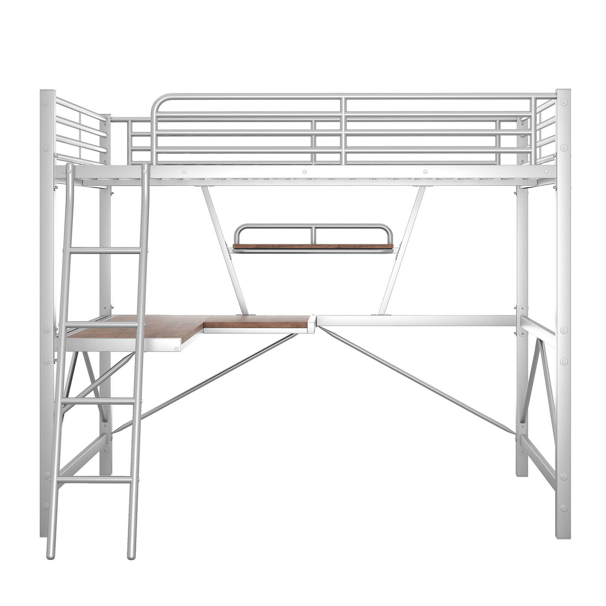 Loft Bed With Desk And Shelf, Modern Design