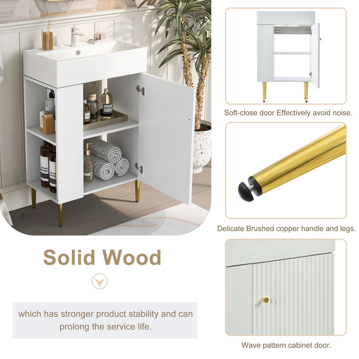 Bathroom Vanity, Combo Cabinet, Bathroom Storage Cabinet, Single Ceramic Sink