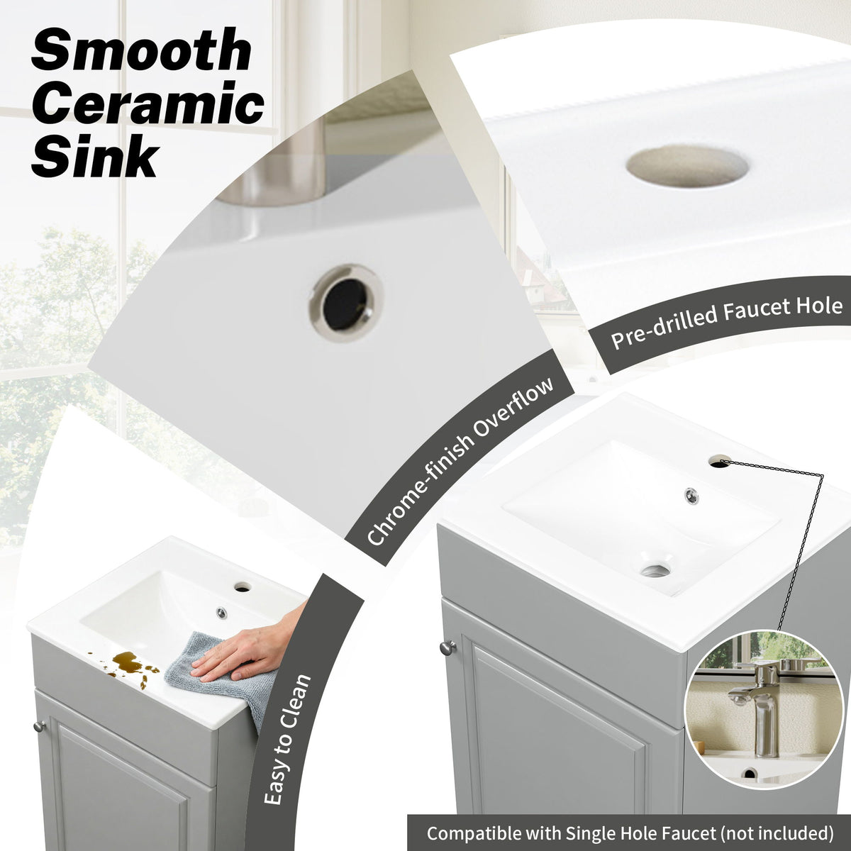 Bathroom Vanity With Sink, Cabinet With Adjustable Shelf