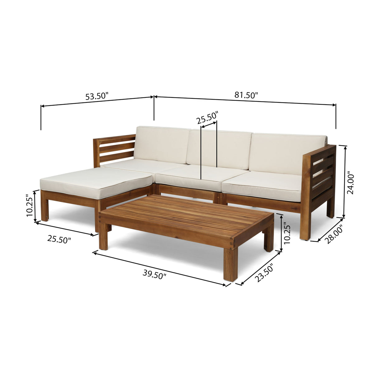 Cambridge - L Shape Sofa Set - Beige