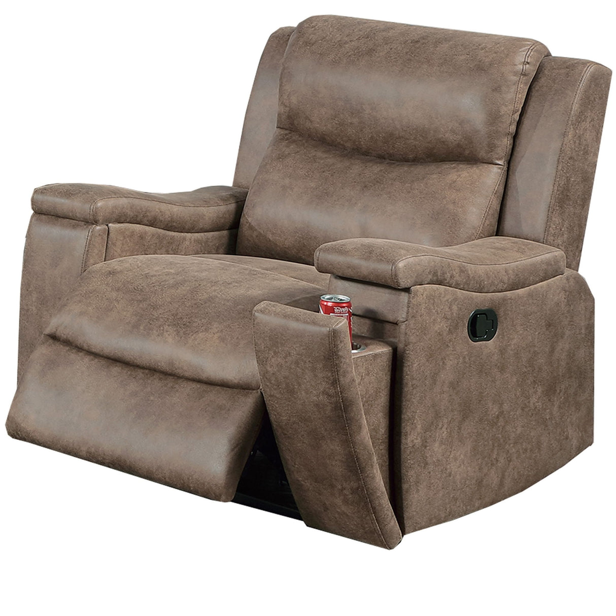 Manual Recliner With Hidden Cup Holder, Padded Seat And Backrest - Auburn