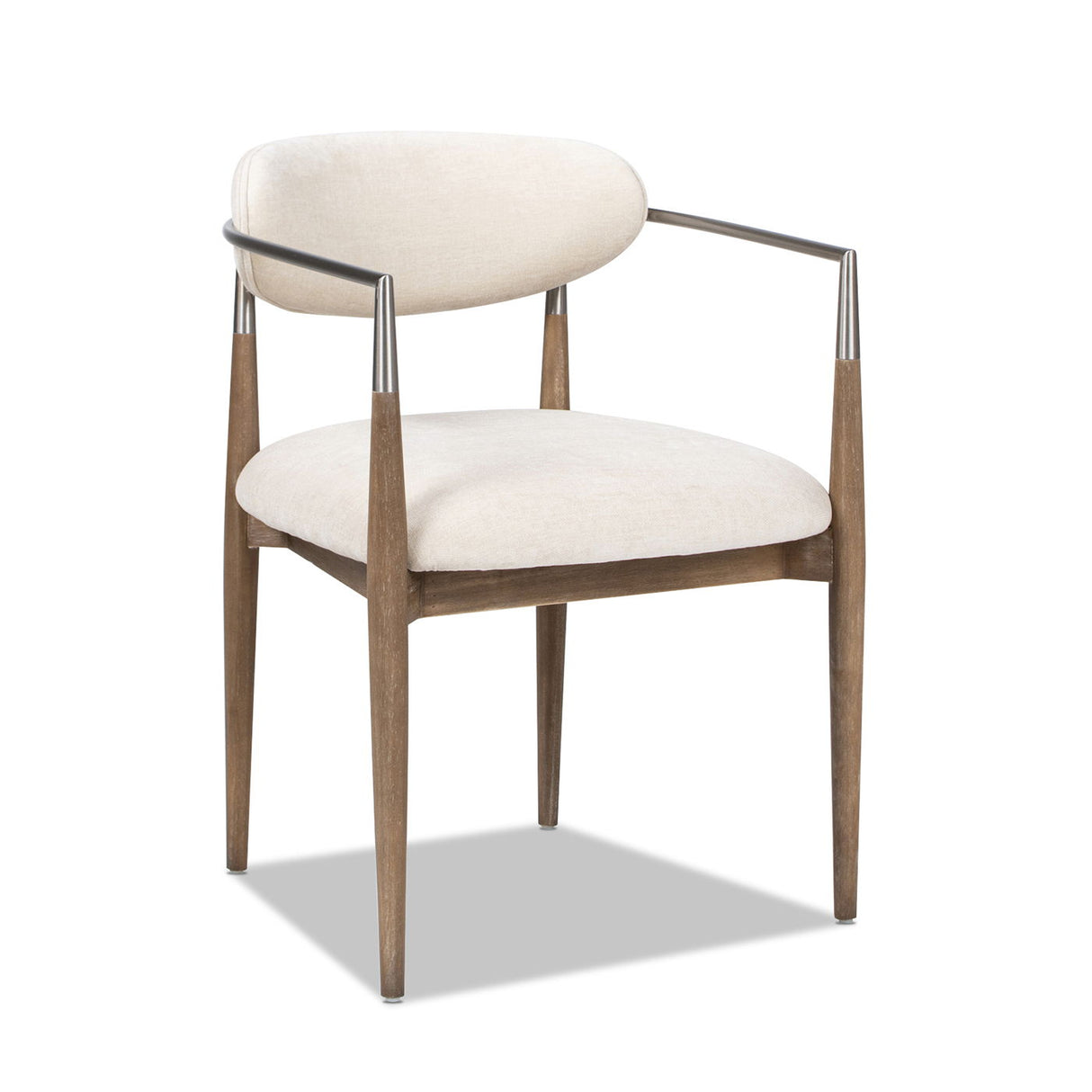 Artemis - Mixed Material Upholstered Dining Arm Chair - Warm White - Arm Chairs - Alpine Outlets
