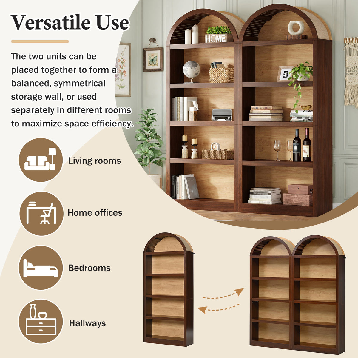 Freestanding Tall Bookshelves (Set of 2)