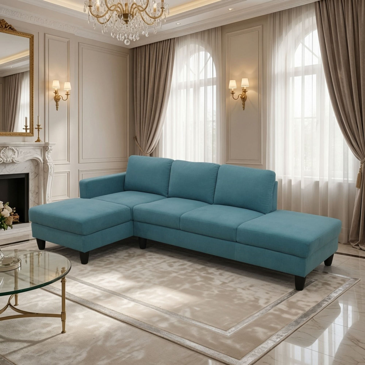 L - Shaped Sectional Sofa With Chaise & Ottoman