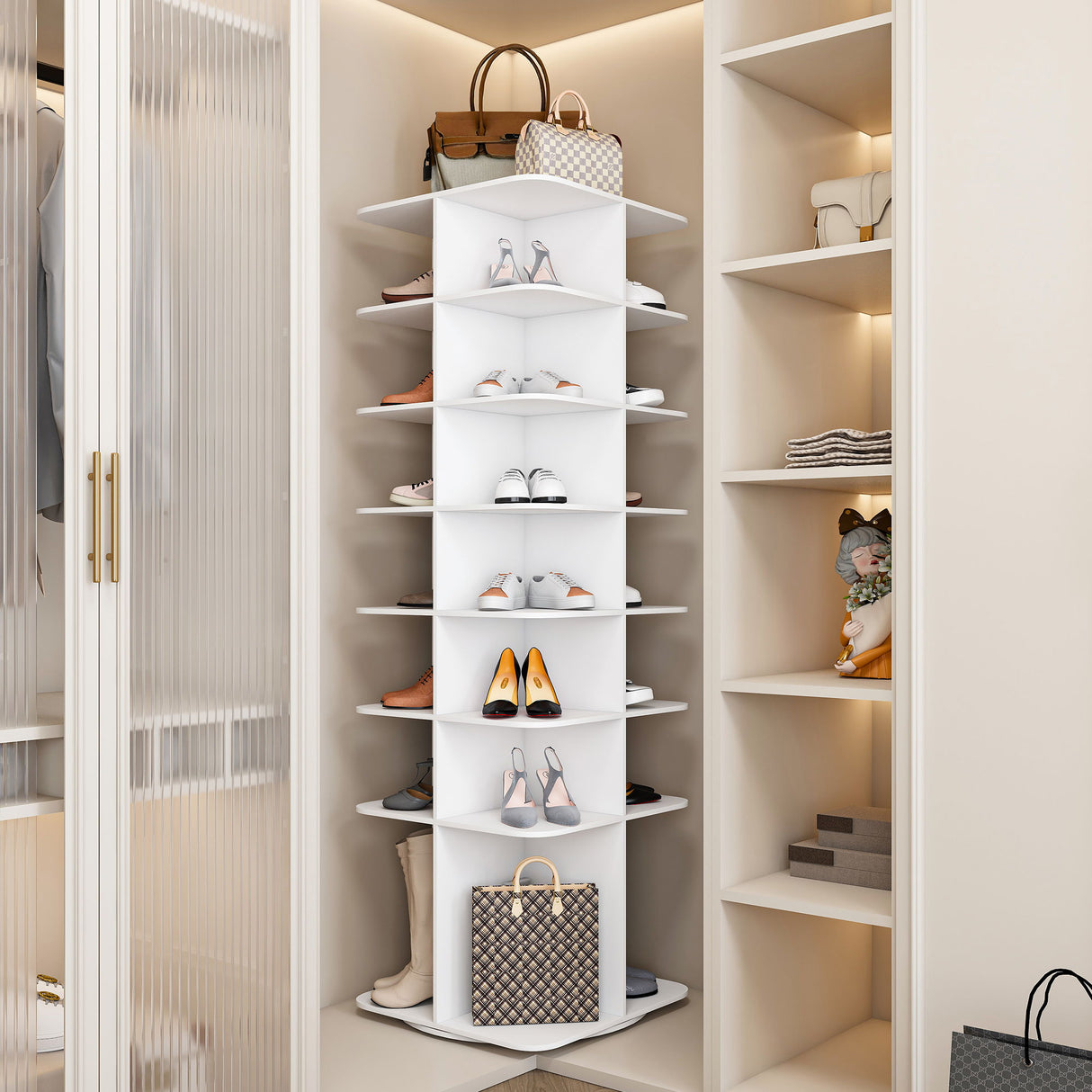 Spinning Shoe Rack, Free Standing 360° Revolving Shoe Organizer