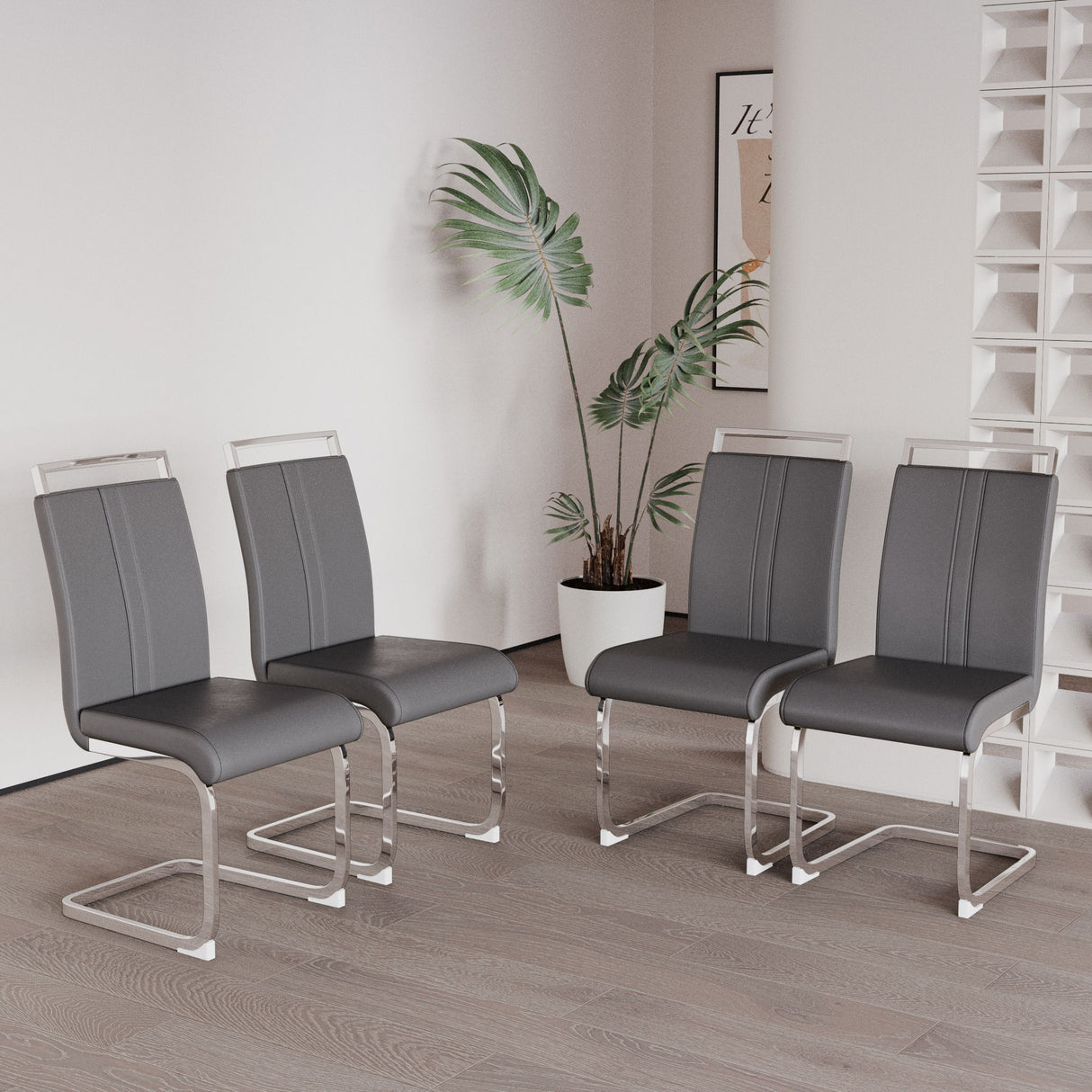 Modern Dining Chairs With Padded Seat, High Back