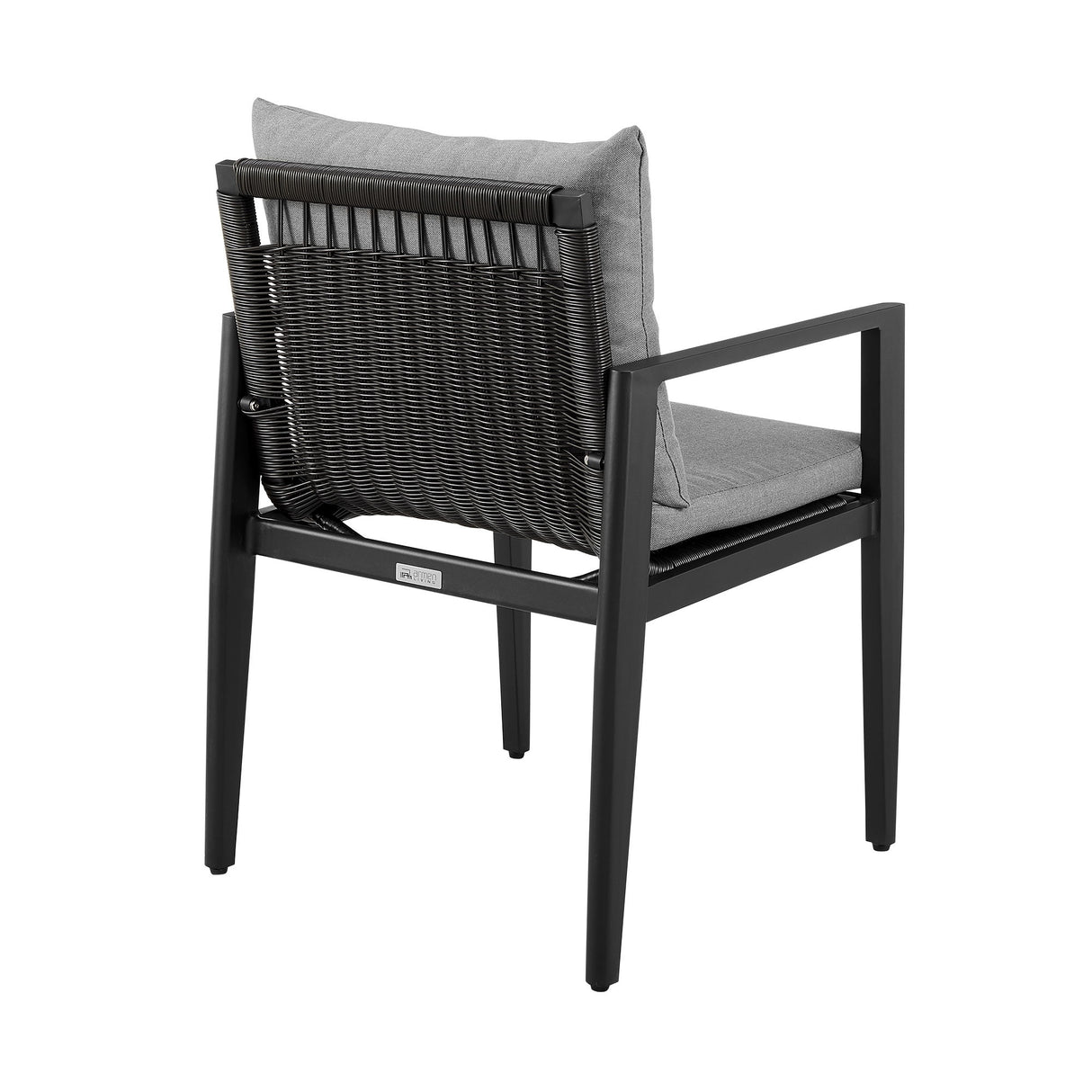Cayman - Outdoor Patio Dining Chairs With Arms In Aluminum With Gray Cushions - (Set Of 2)
