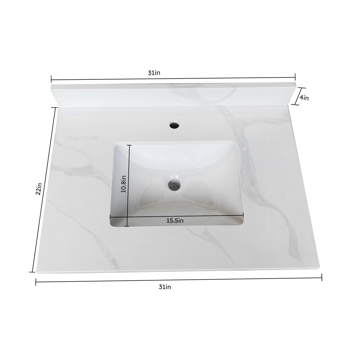 Bathroom Vanity Top With Undermount Single Bowl Sink