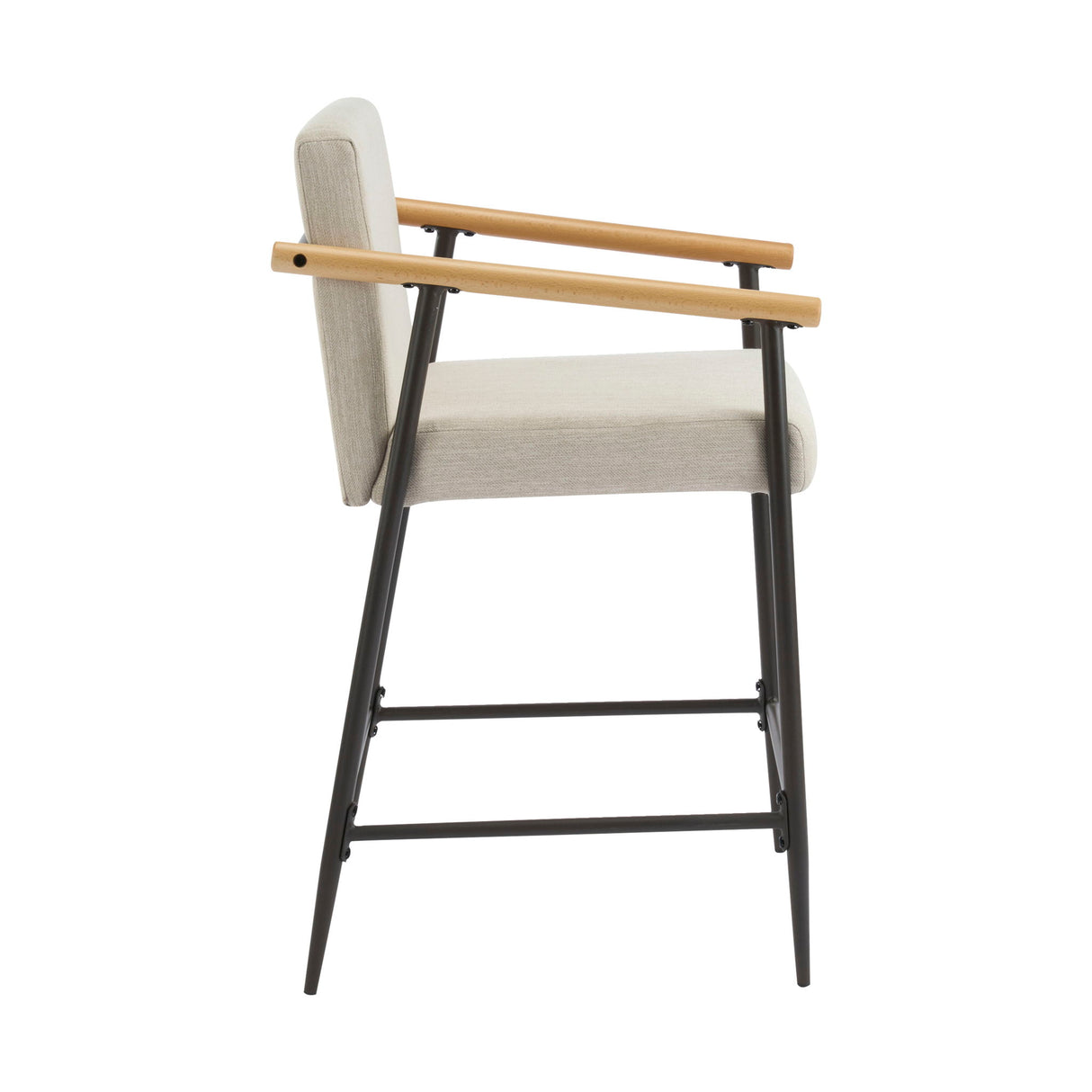 Counter Stool Set With Iron Frame - Espresso / Beige