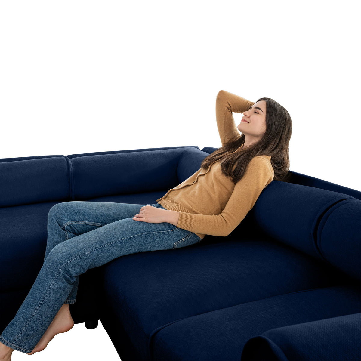 Modern Modular Sectional Sofa With Storag, Contemporary Cylindrical Design