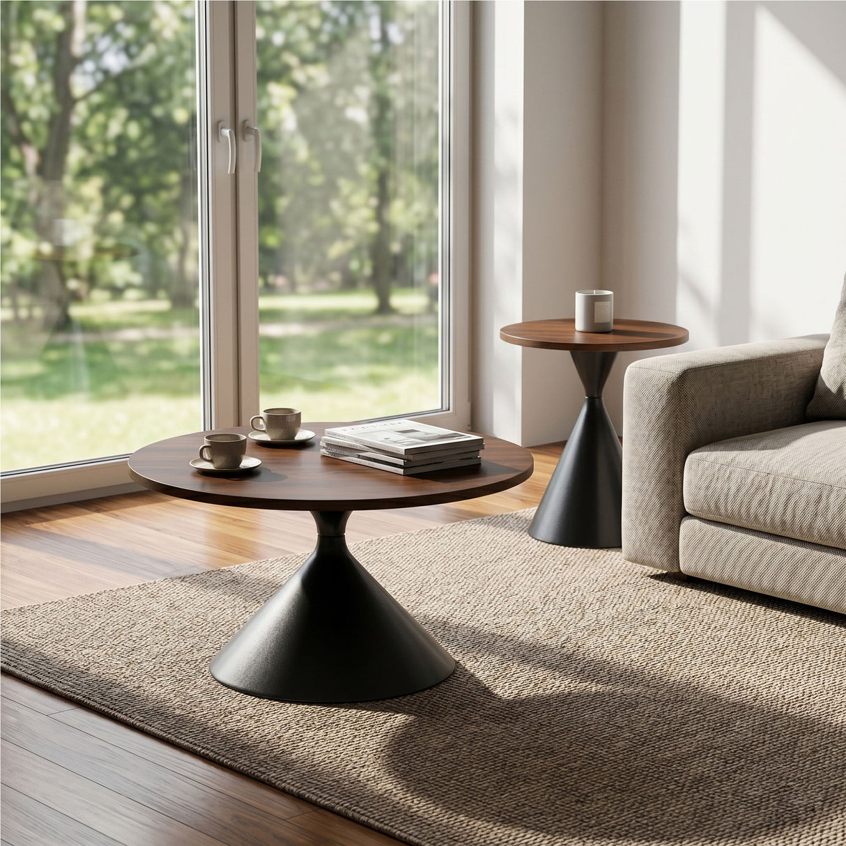 2 Piece Coffee Round Table Set