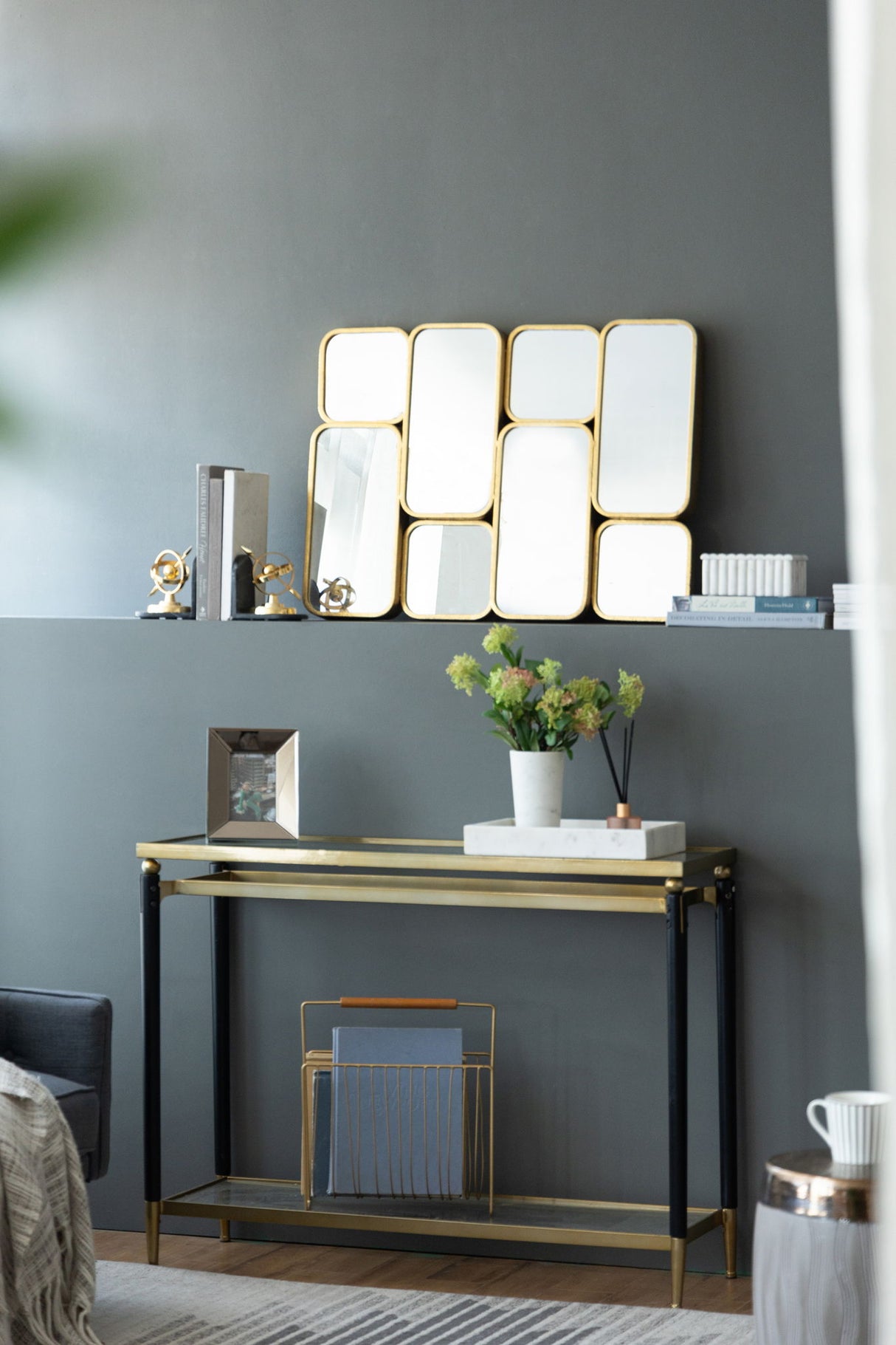Mirror With en Metal Framed Decorative Rectangle Mirror For Bedroom Dressing Room, Hallway Or Living Spac - Gold - Wall Mirrors - Alpine Outlets