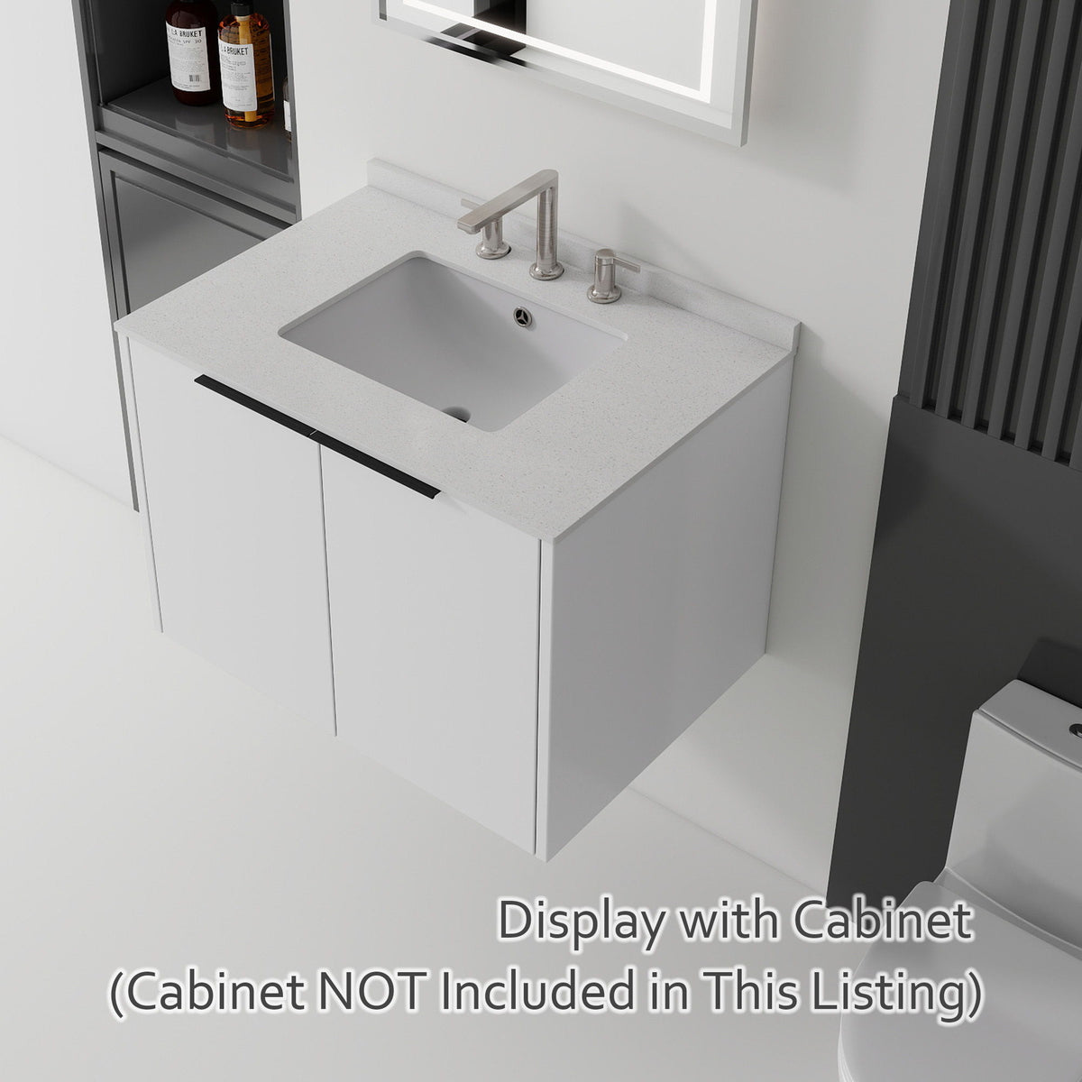 Basin Sink, 0.6" Ultra Thin Profile, Triple Faucet Holes