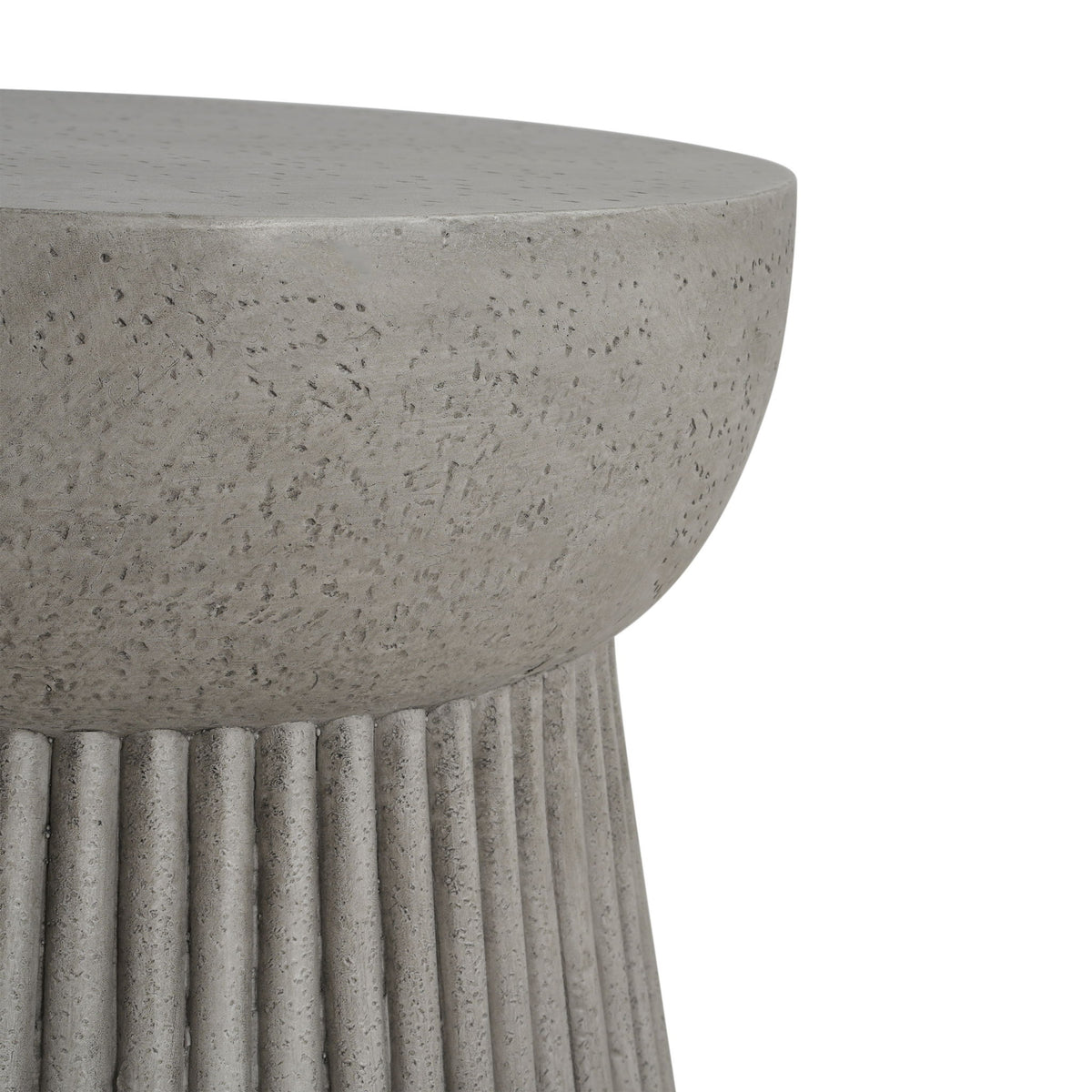 Modern Outdoor Lightweight Concrete Side Table With Hourglass Design - Light Gray