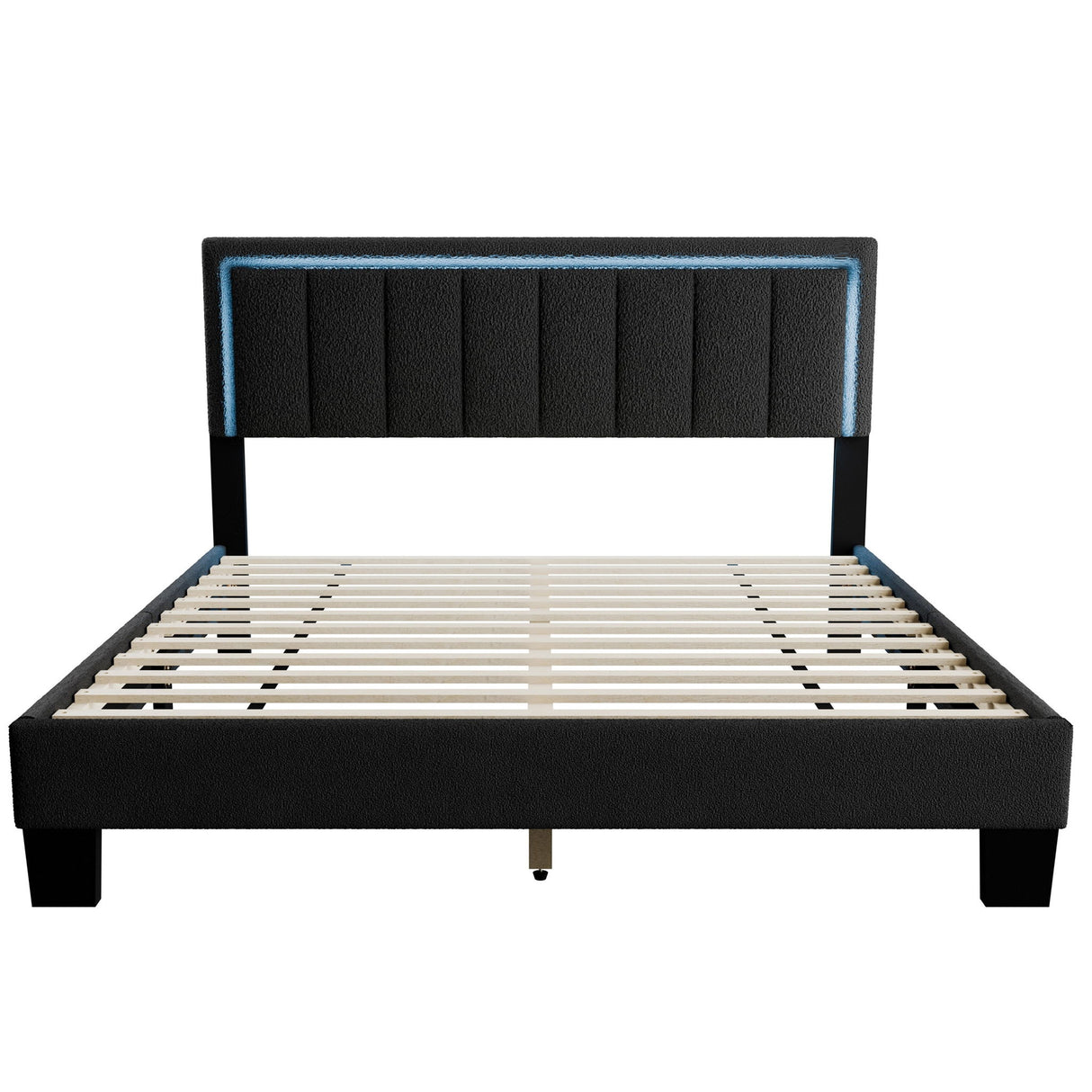 Queen Upholstered Bed With LED - Charcoal