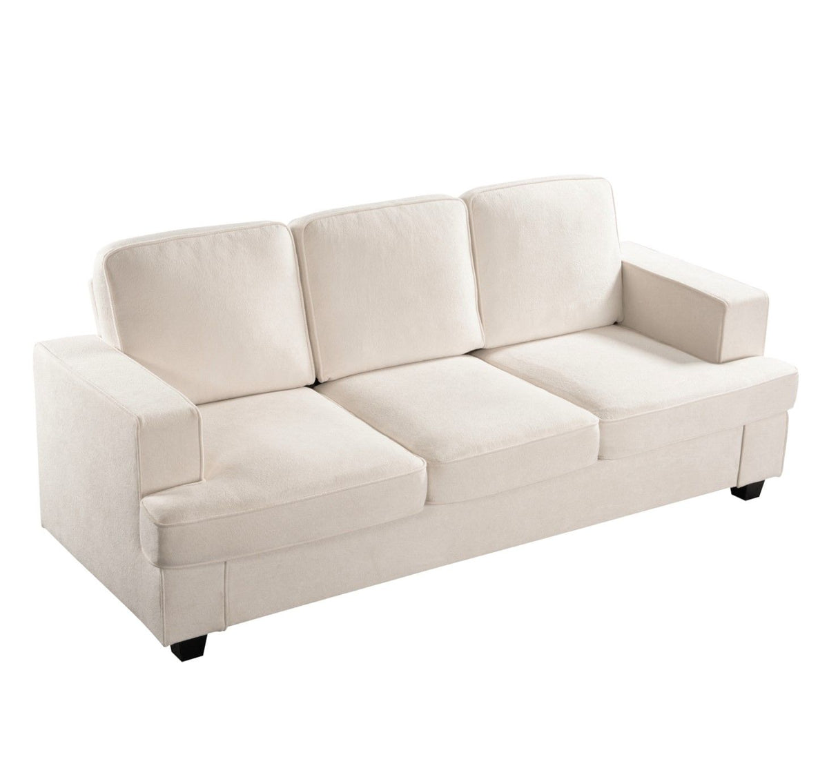 Modern Sofa, Comfortable 3 Seater Couch With Deep Seating, Loose Back Cushions, Wide Arms