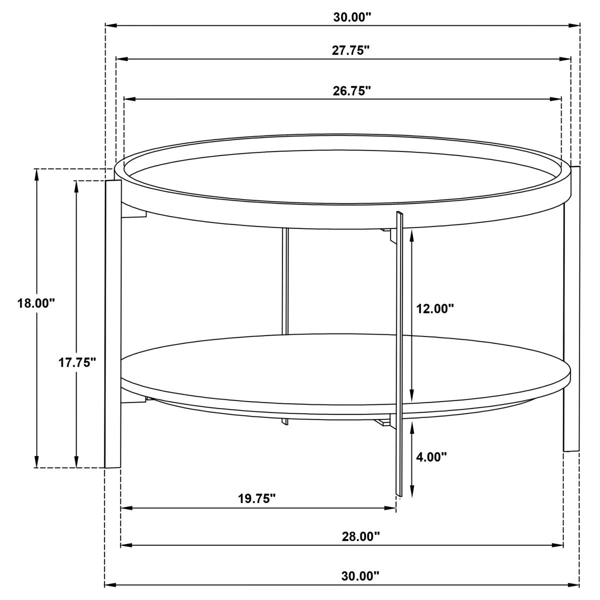 Adhvik Round Wood Top Marble Shelf Coffee Table - Coffee Tables available at Alpine Outlets in Denver
