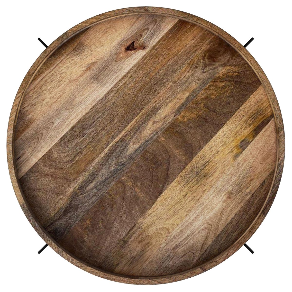 Adhvik Round Wood Top Marble Shelf Coffee Table - Coffee Tables available at Alpine Outlets in Denver