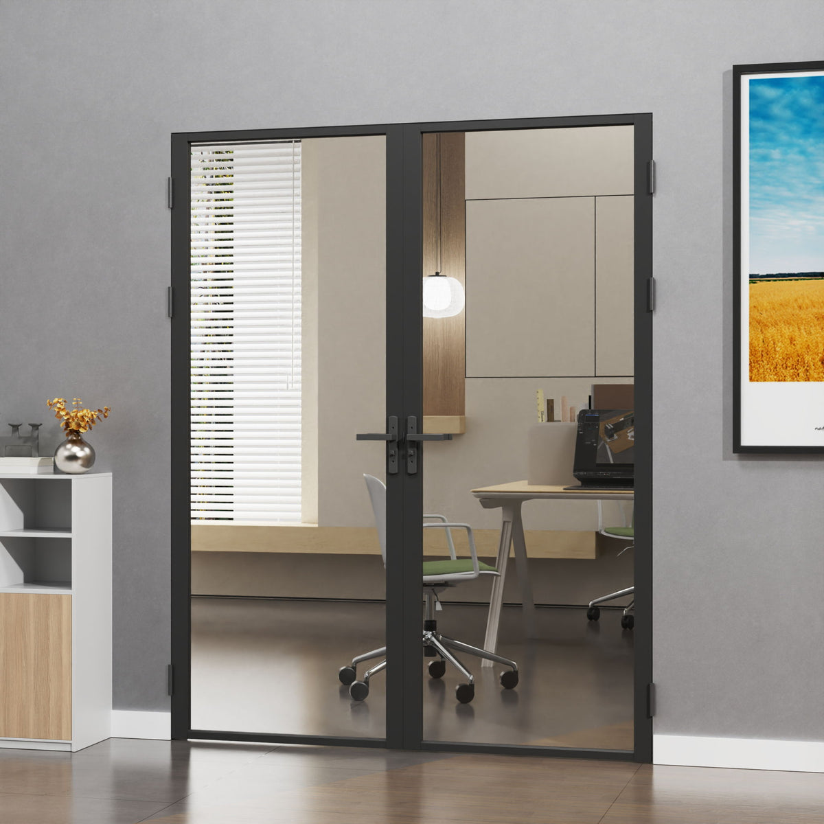 Door Slab Frame Door For Closet Pantry - Black