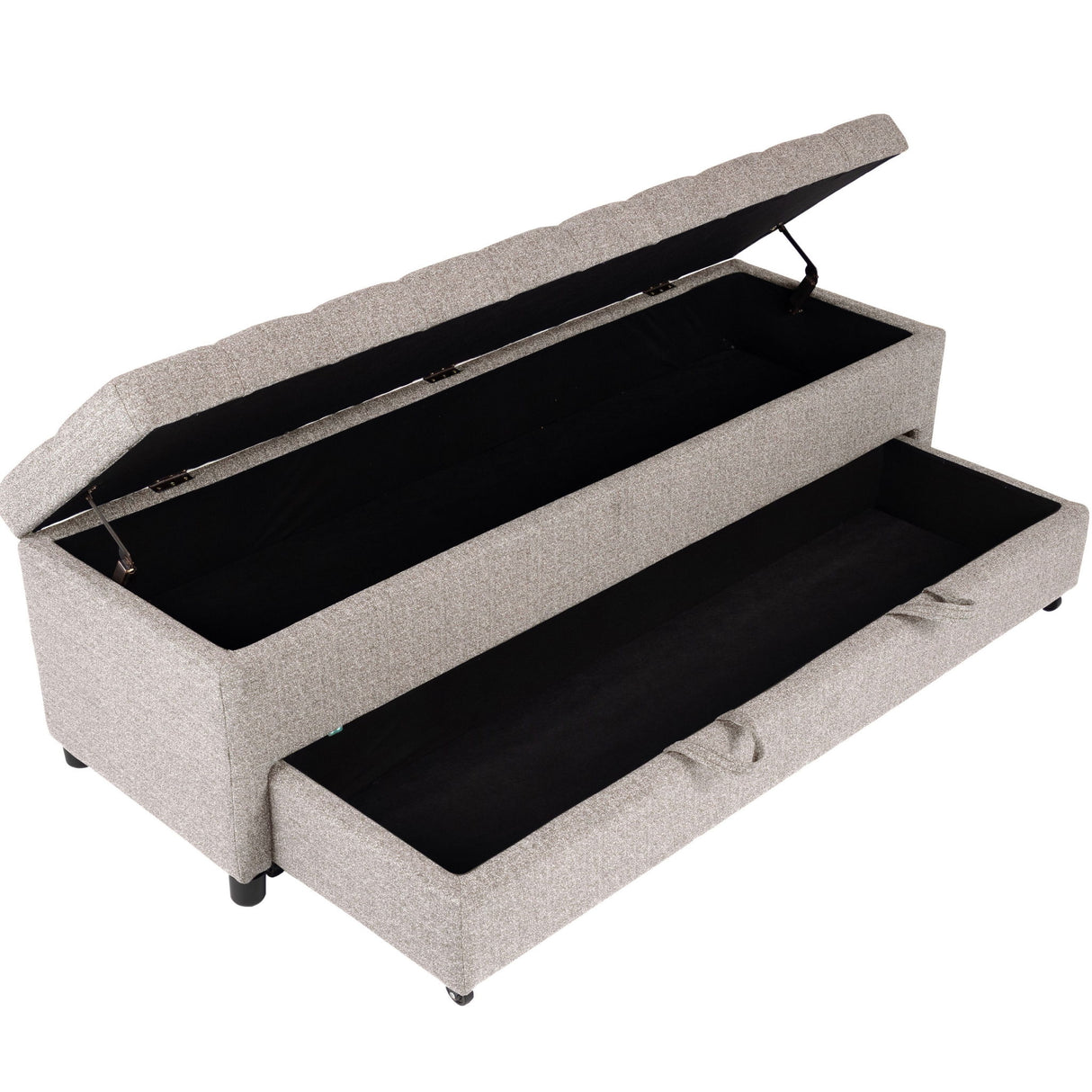 Storage Ottoman With Tufted Seat And Underseat Drawer