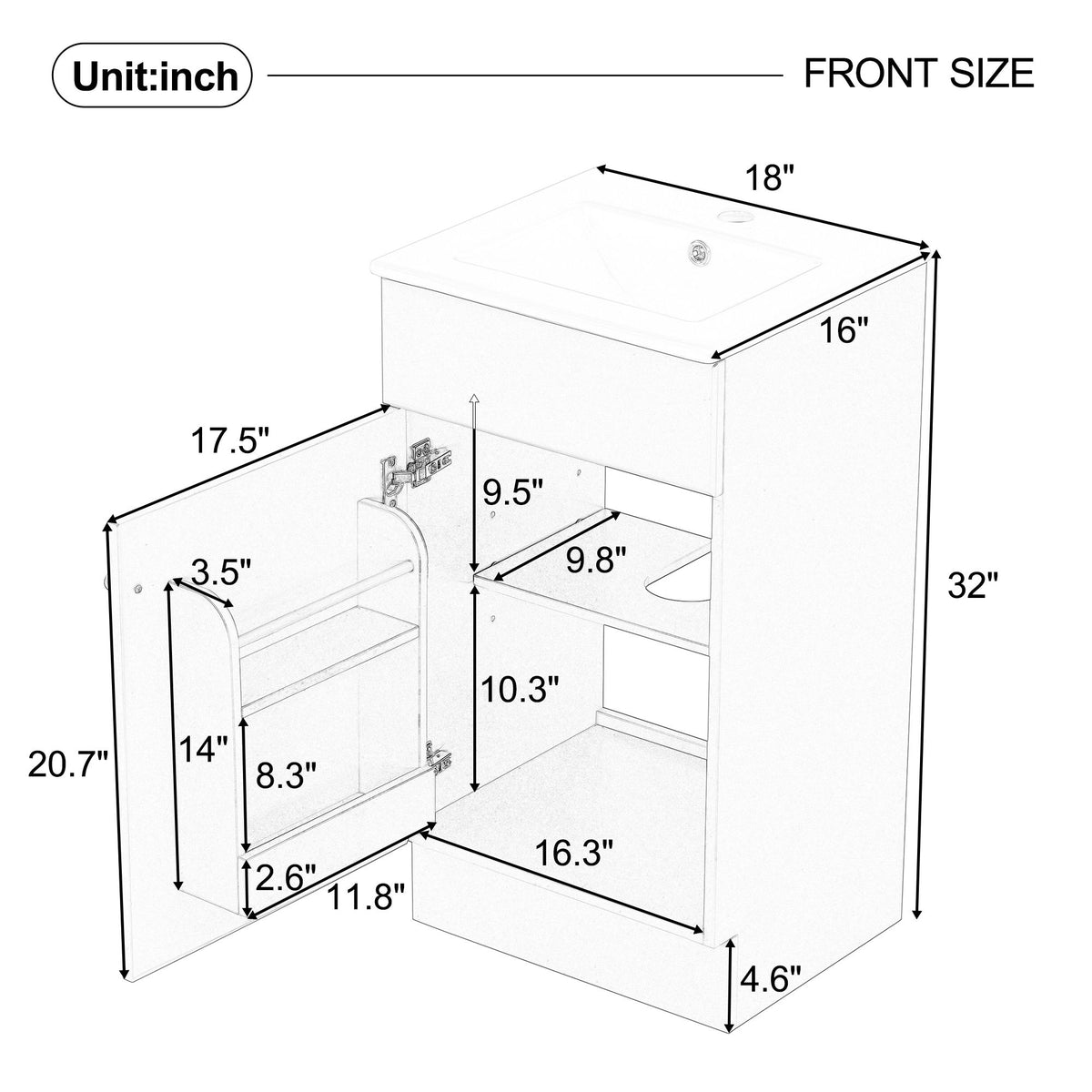 Bathroom Vanity With Sink, Cabinet With Adjustable Shelf