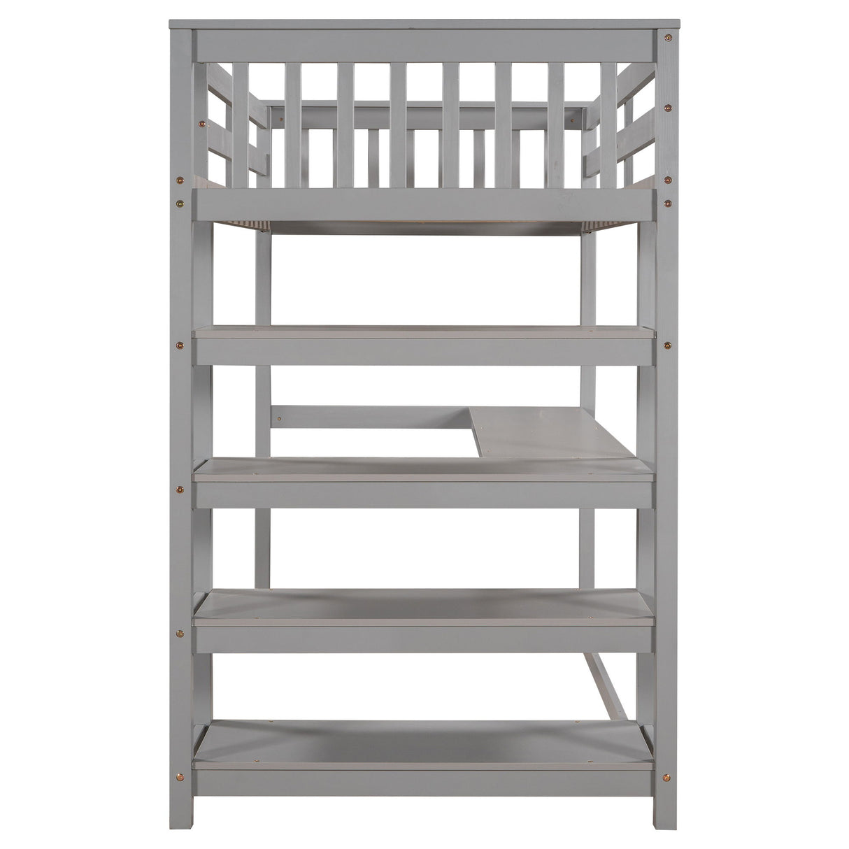 Loft Bed With Storage Shelves And Under Bed Desk