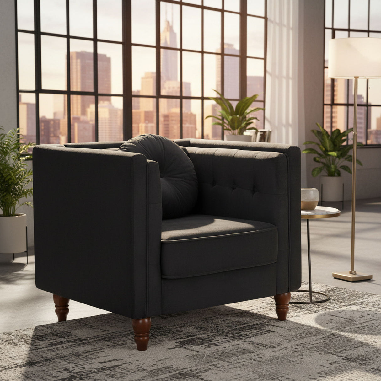 Chesterfield Accent Tufted Square Arm Side Chair