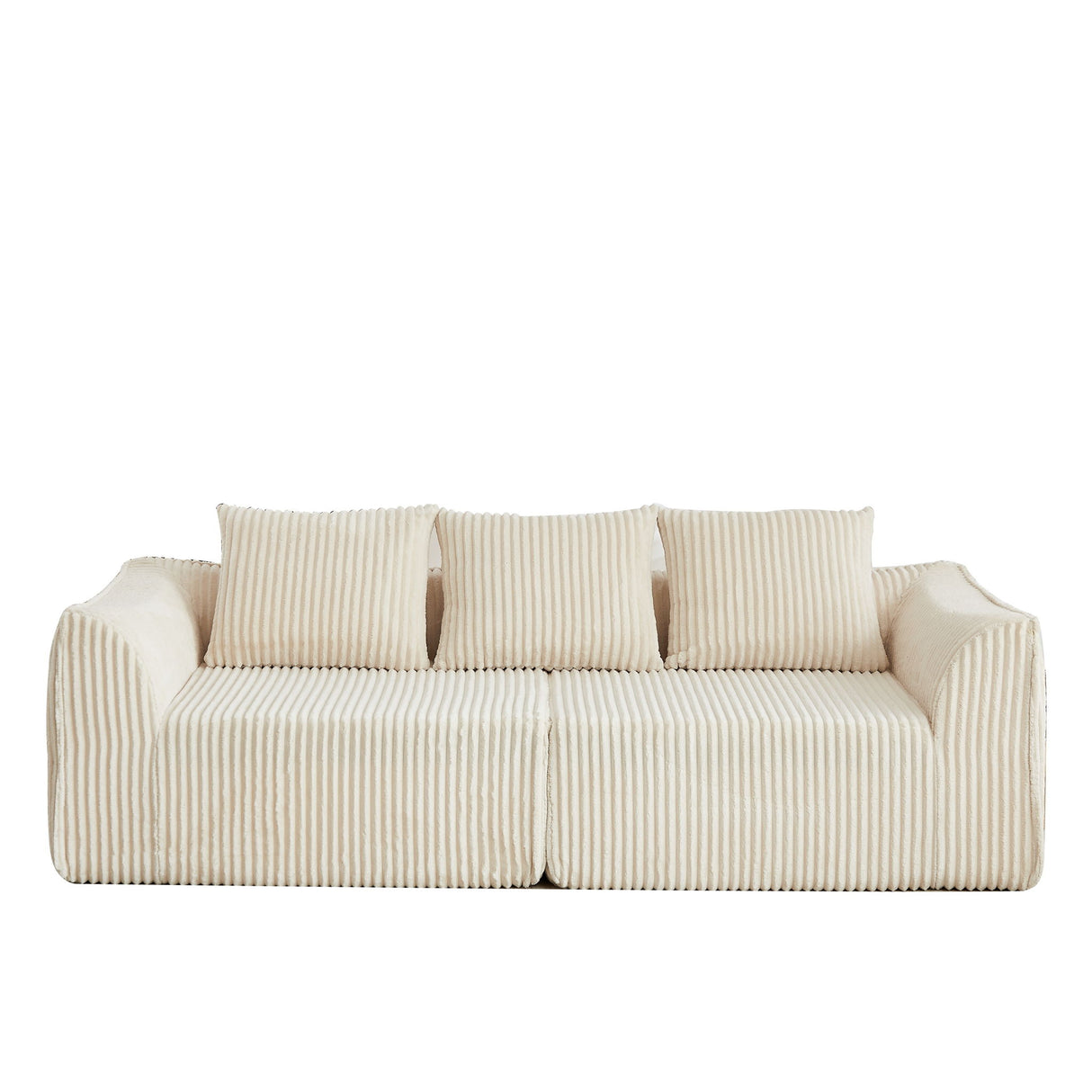 Minimalist 3 Seater Sofa With Curved Lines And Gently Sloped Backrest