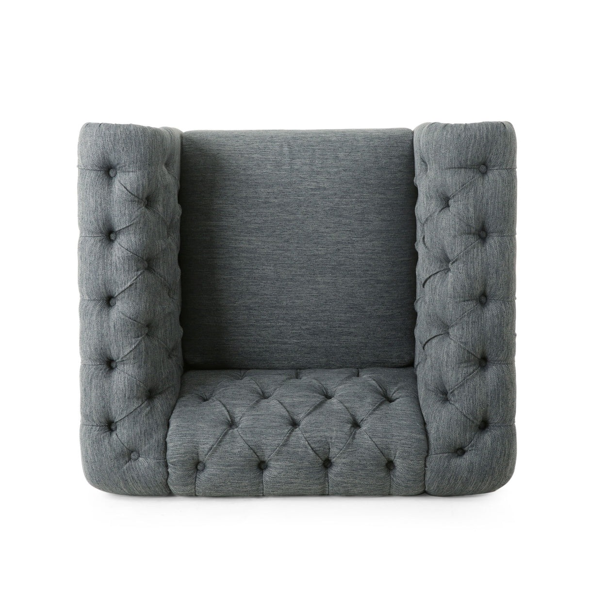 Fabric Upholstered Club Chair With Scrolled Tuxedo Arms - Charcoal