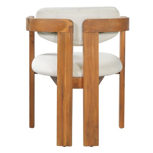 5-Piece Outdoor Acacia Wood Round Dining Set Beige Cushion