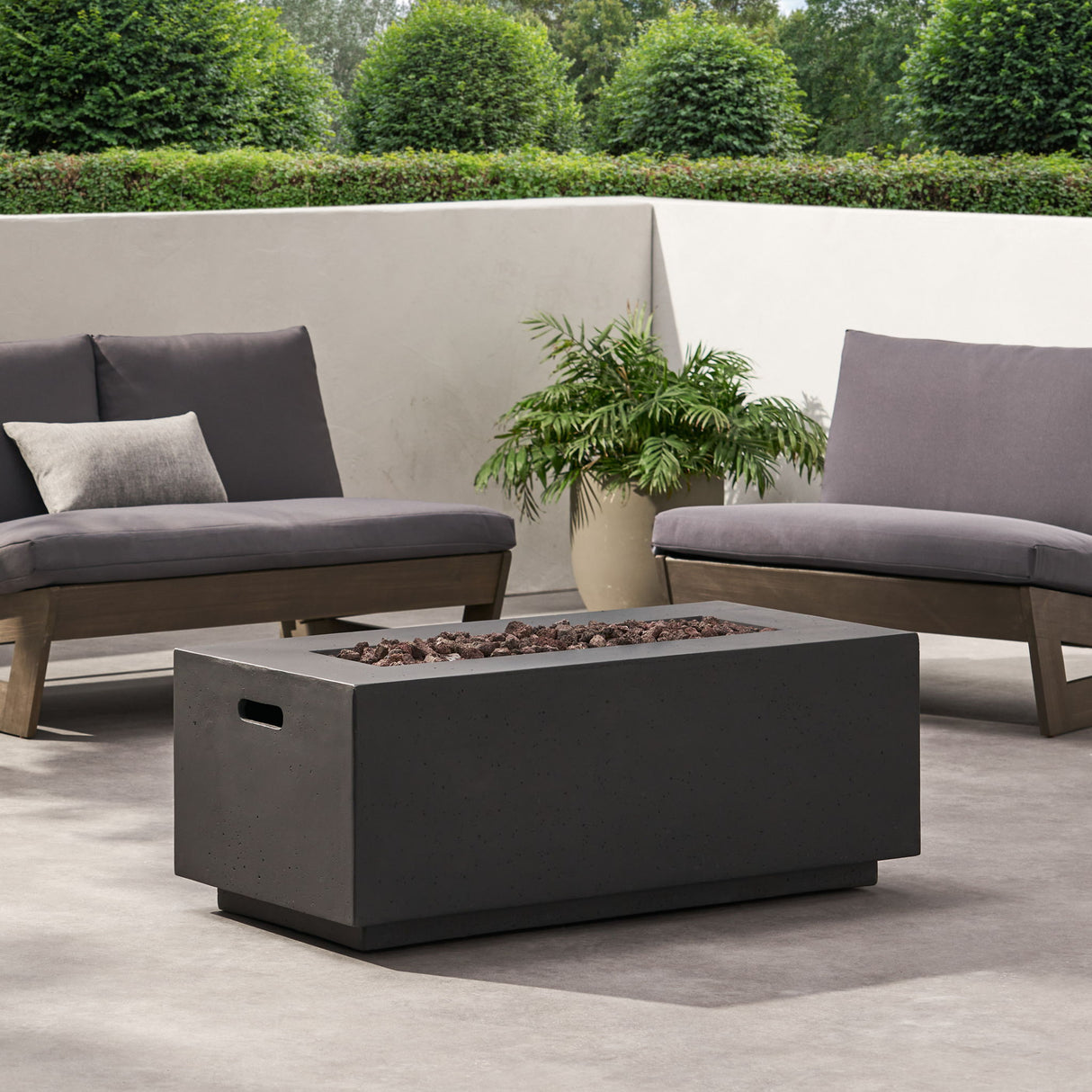 Contemporary Outdoor 40, 000 Btu Propane Fire Pit - Dark Gray