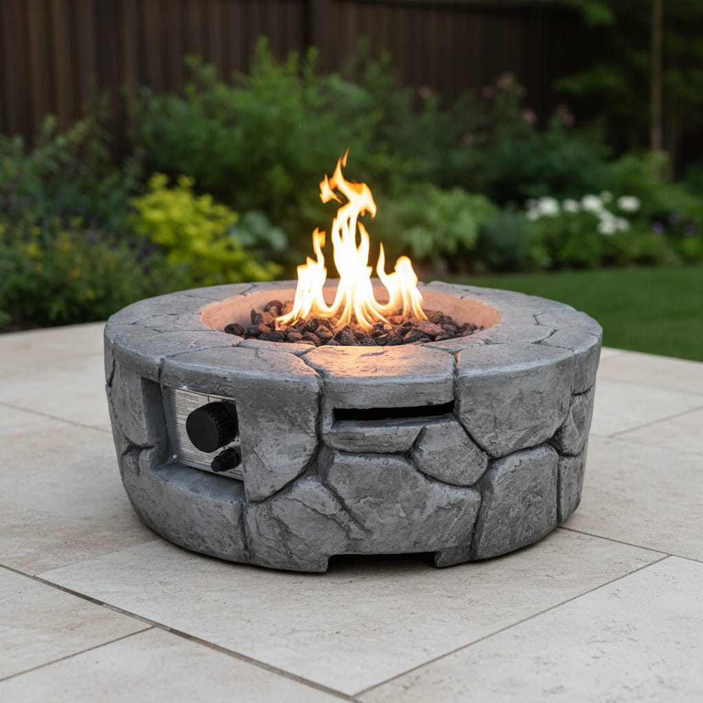 Outdoor Fire Pit Garden Heater Concrete Propane Gas Burning