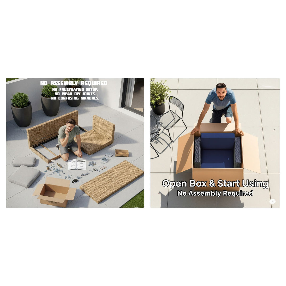 All Weather Seating Set With Cushions, 4 Person - Gray Mix