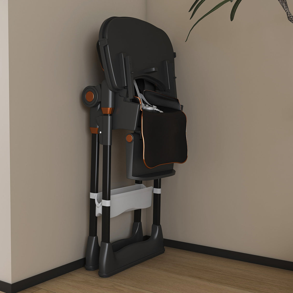 Adjustable Baby High Chair 0-6 Years, Portable Infant Feeding Seat With Safety Belt, Silent Lockable Wheels